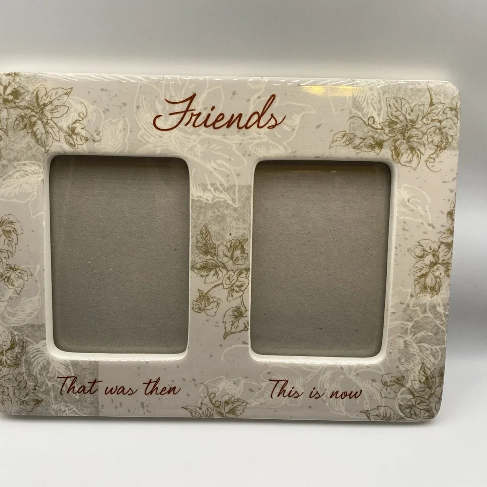 PICTURE FRAME-Friends-THAT WAS THEN-THIS IS NOW-2 PHOTO FRAME-POWDER BLUE WHITE
